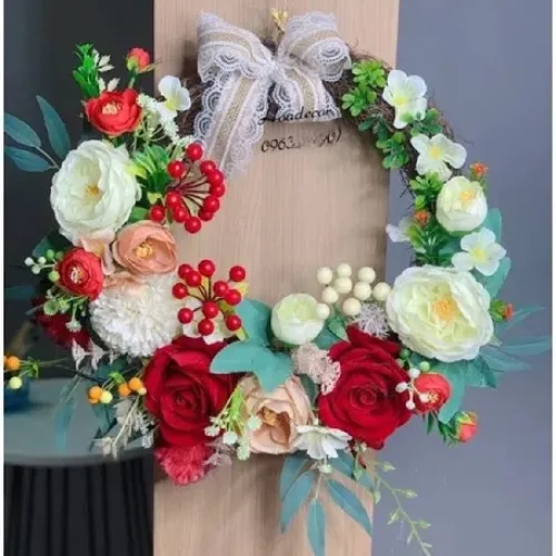 Hoa Lụa Hoa Giả Treo Tường Decor Vòng Hoa Trang Trí