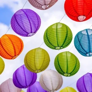 Set 10 Đèn Lồng Nhìu Màu Trang Trí Tết