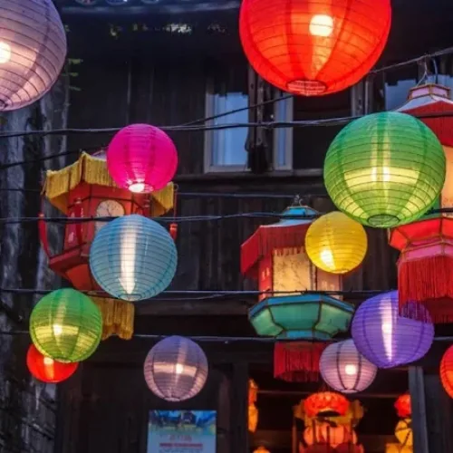 Set 10 Đèn Lồng Nhìu Màu Trang Trí Tết