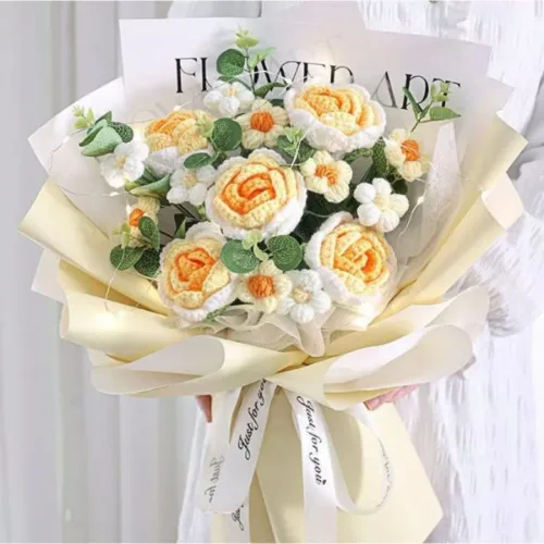 Bó Hoa Hồng Len 5-6 Bông Mix