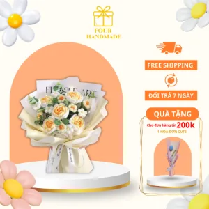 Bó Hoa Hồng Len 5-6 Bông Mix