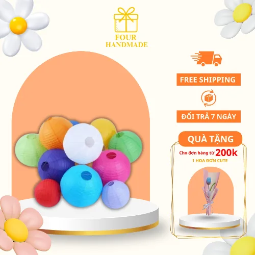 Set 10 Đèn Lồng Nhìu Màu Trang Trí Tết